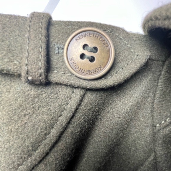 Kenneth Cole New York Pea Coat Size 6 Wool Blend Green Military Double Breasted - Picture 5 of 9